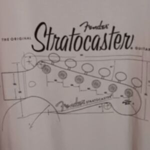 Fender Statacaster Guitar Shirt Beige Tan XXL Band Tee Musician Rocker